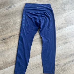 Lululemon align pants 25”. Lululemon decal on the side. Night sea is the color.